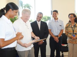 managers of the technical institute infotep in san juan de la maguana showing the technical program to canadian ambassador georges boisse